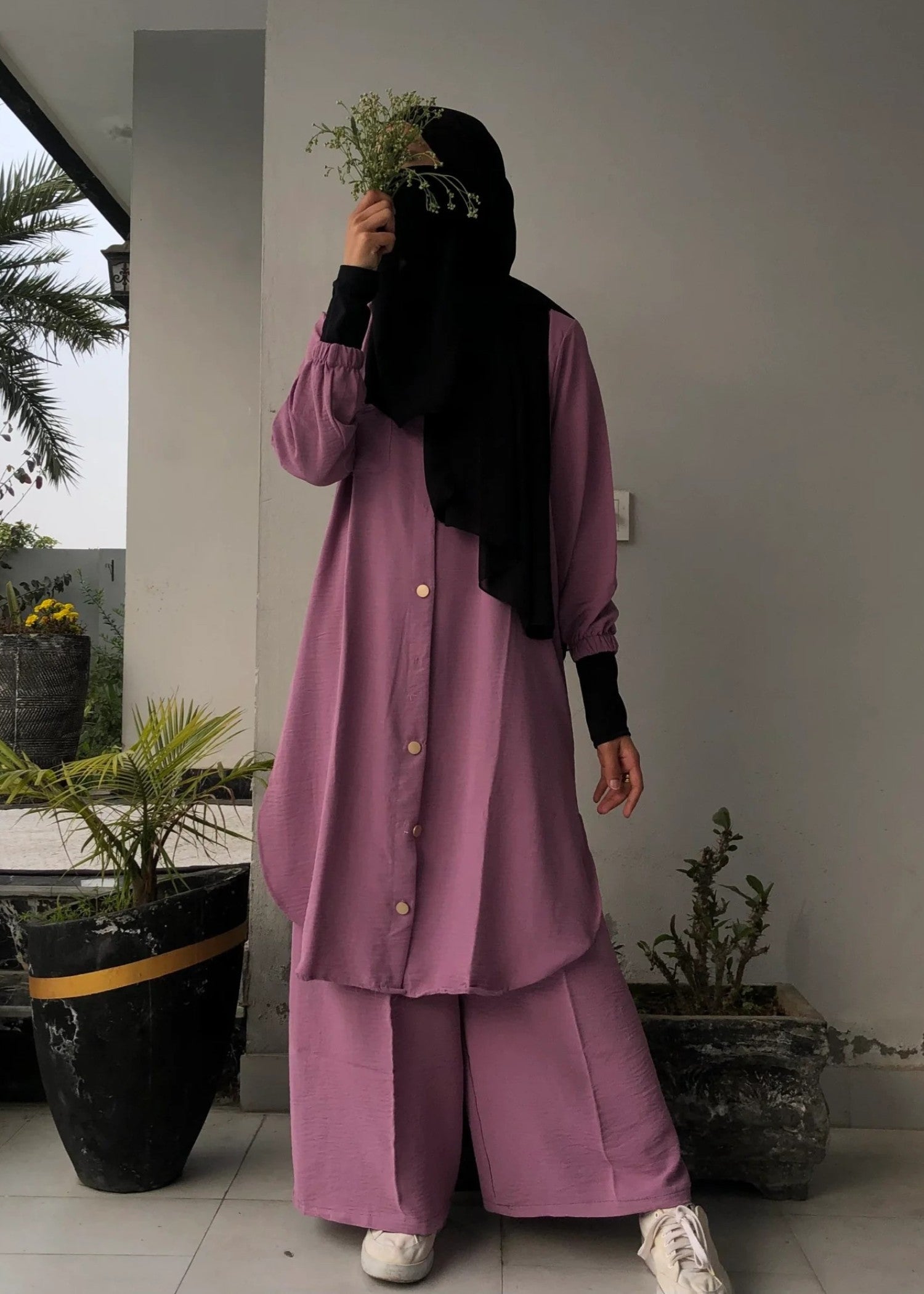 Al Rubab Collection Pocket Style Co Ord Set Dusty Pink Women 2pcs