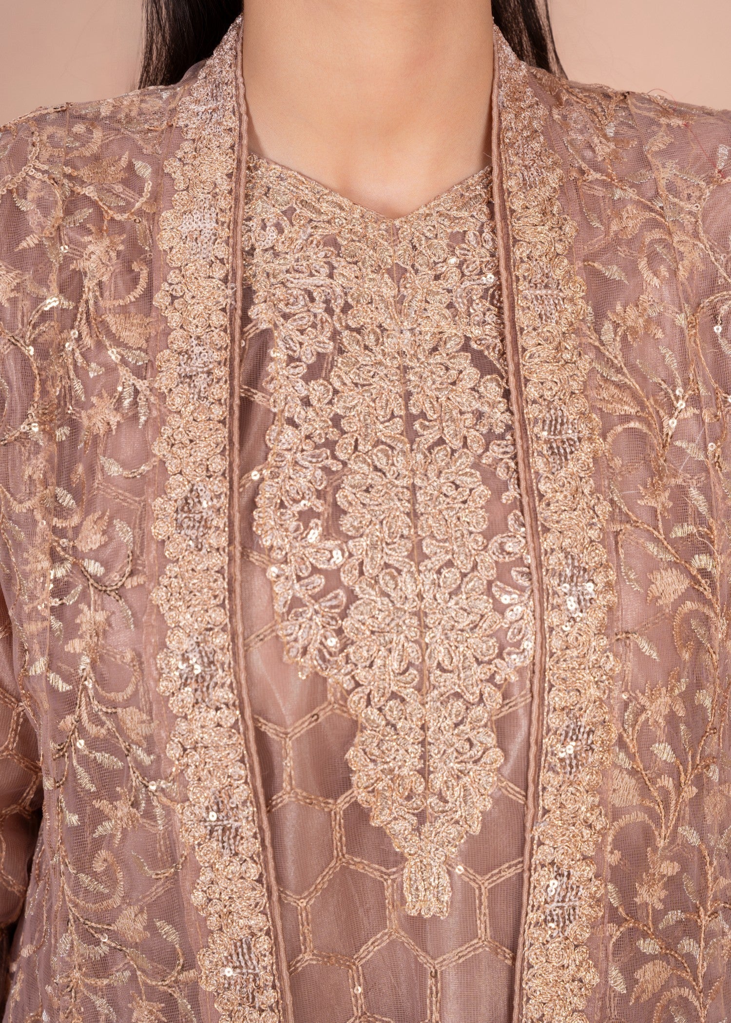 Four Season Boutique MALA GOWN PEACH PINK BROWN Women 4pcs