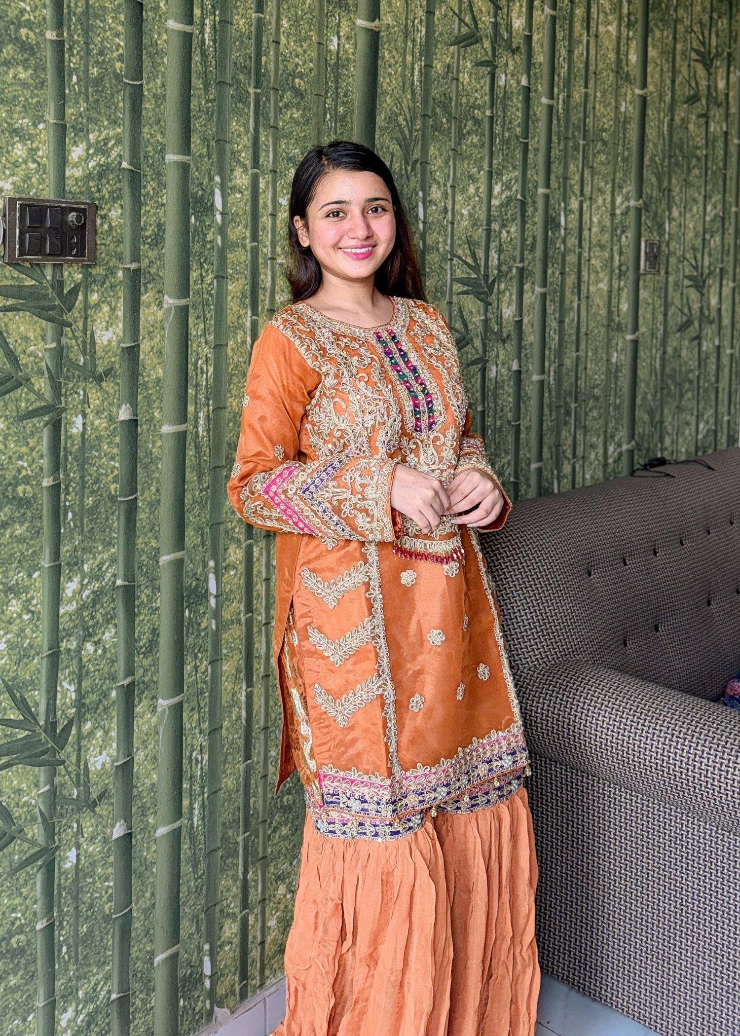 Inaaya Fashion ZOHRA JABEEN RUST Women 3pcs