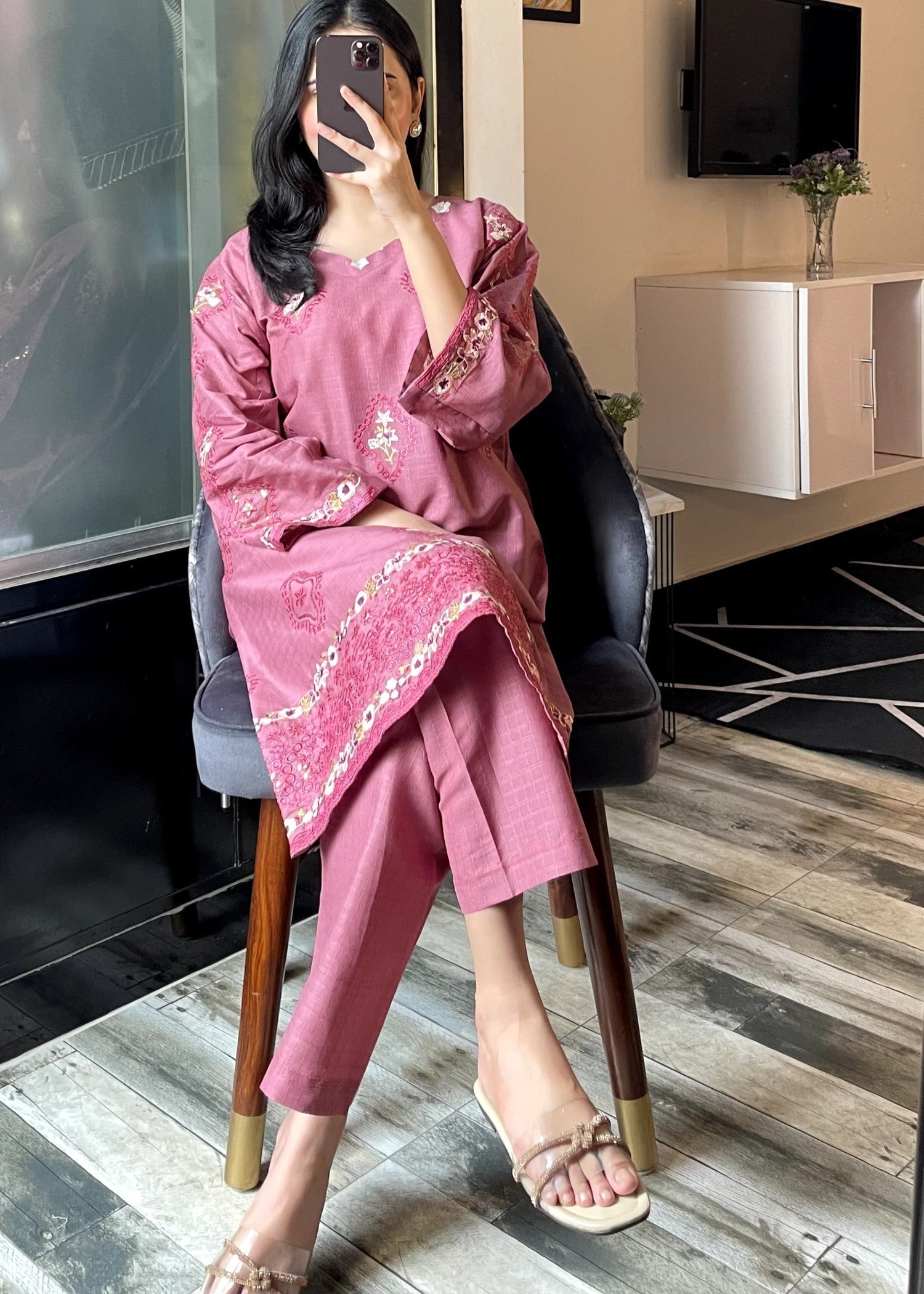 Tehzeeb Libas NOIR BLOOM PINK Women 2pcs