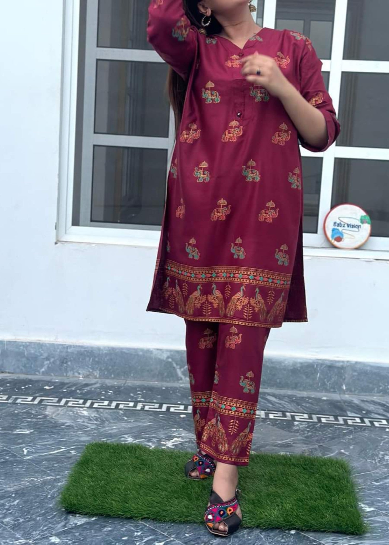 Anabya Garments MAROON ELE Women 2pcs