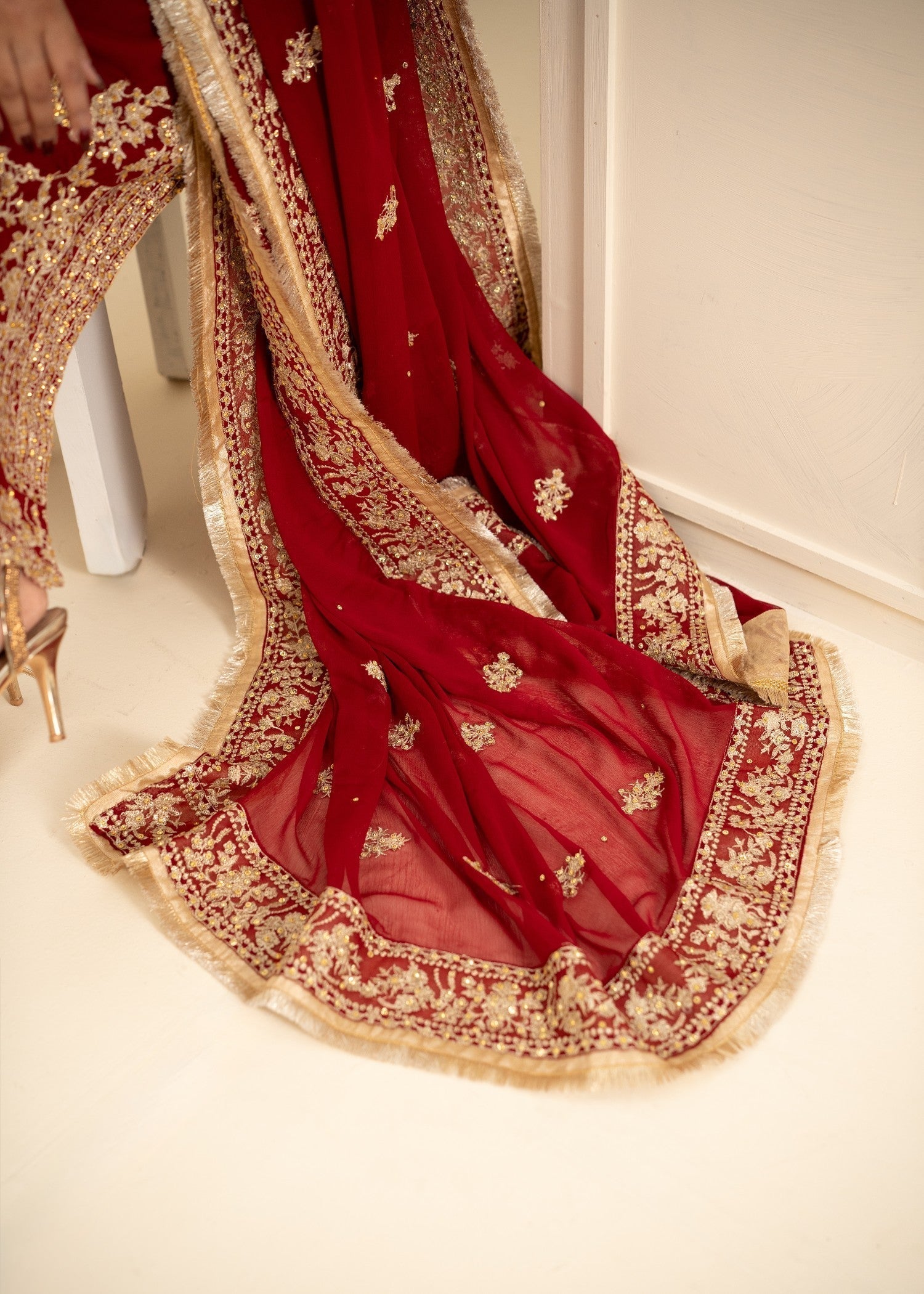 Alyssa Red Chiffon suit ALL410 Women 3pcs