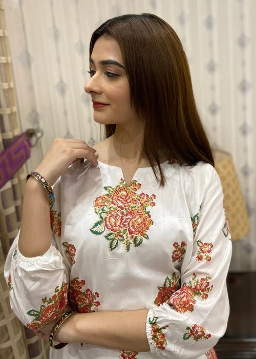 Anabya Garments NEW GULAB WHITE Women 2pcs