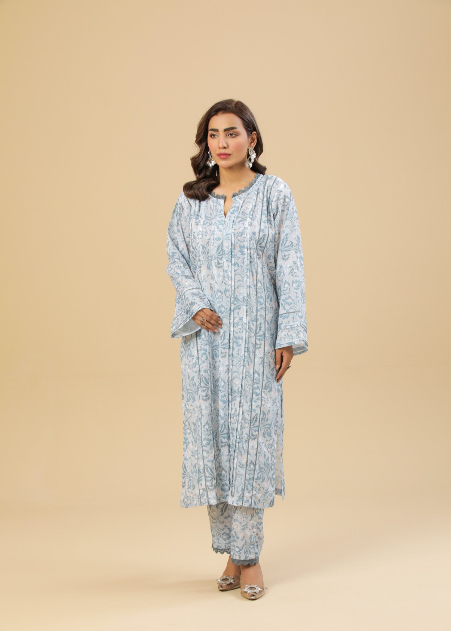 Zenyre Azure Petals Printed Set Women 2pcs