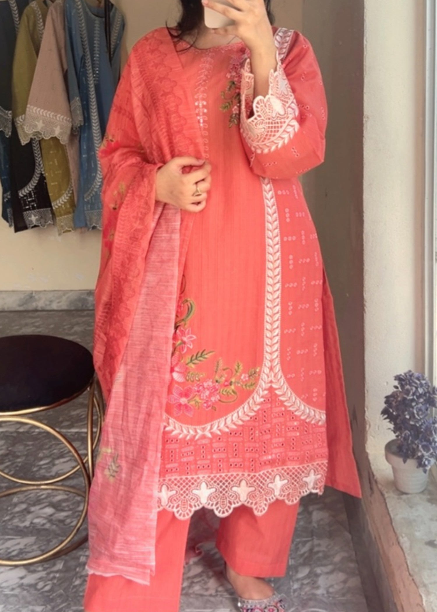 Mirhal Fashion Coral Pink Rose Women 3pcs