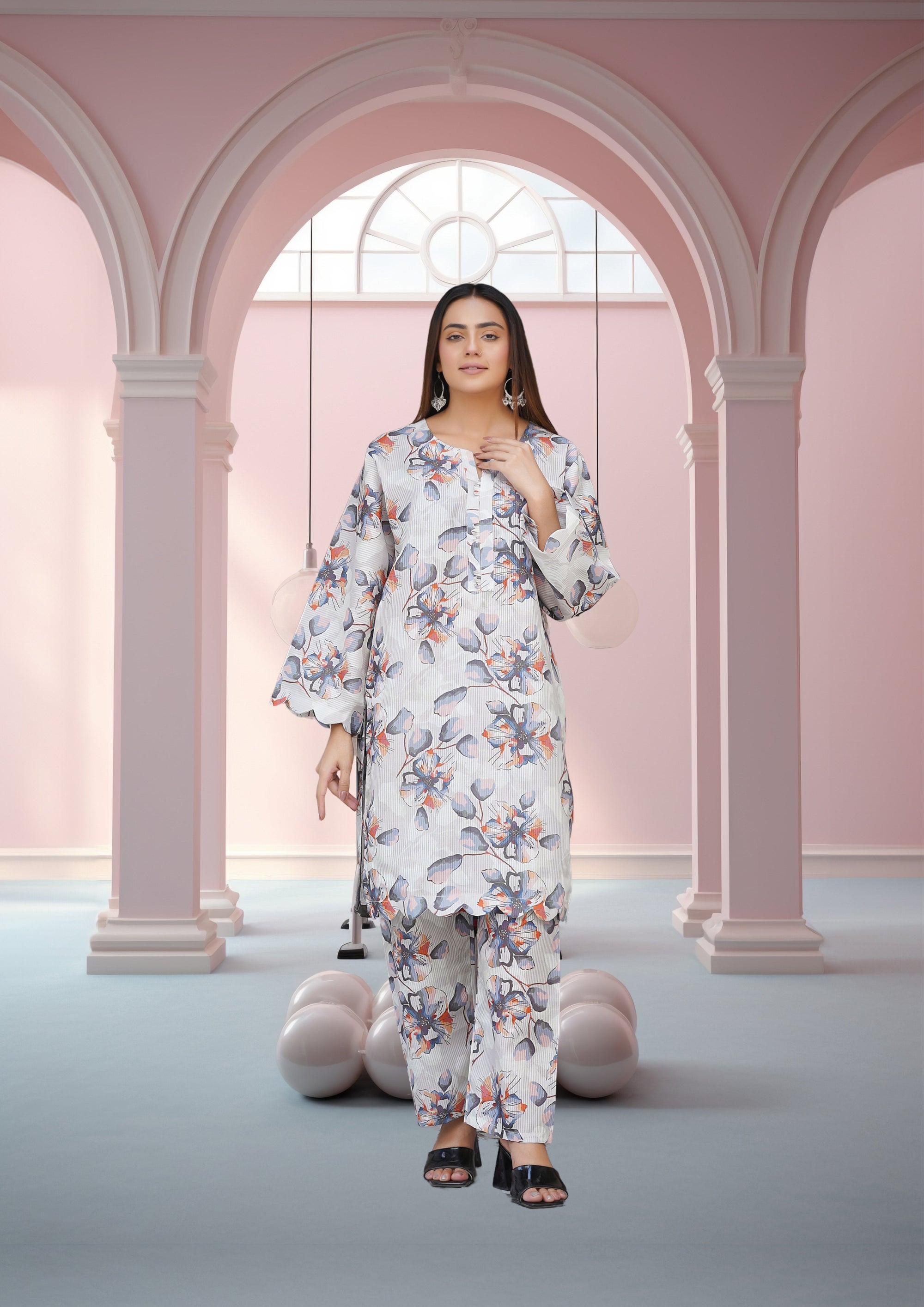 Hamna Kalim MINSA LAWN PRINT TWO PIECE Women 2pcs