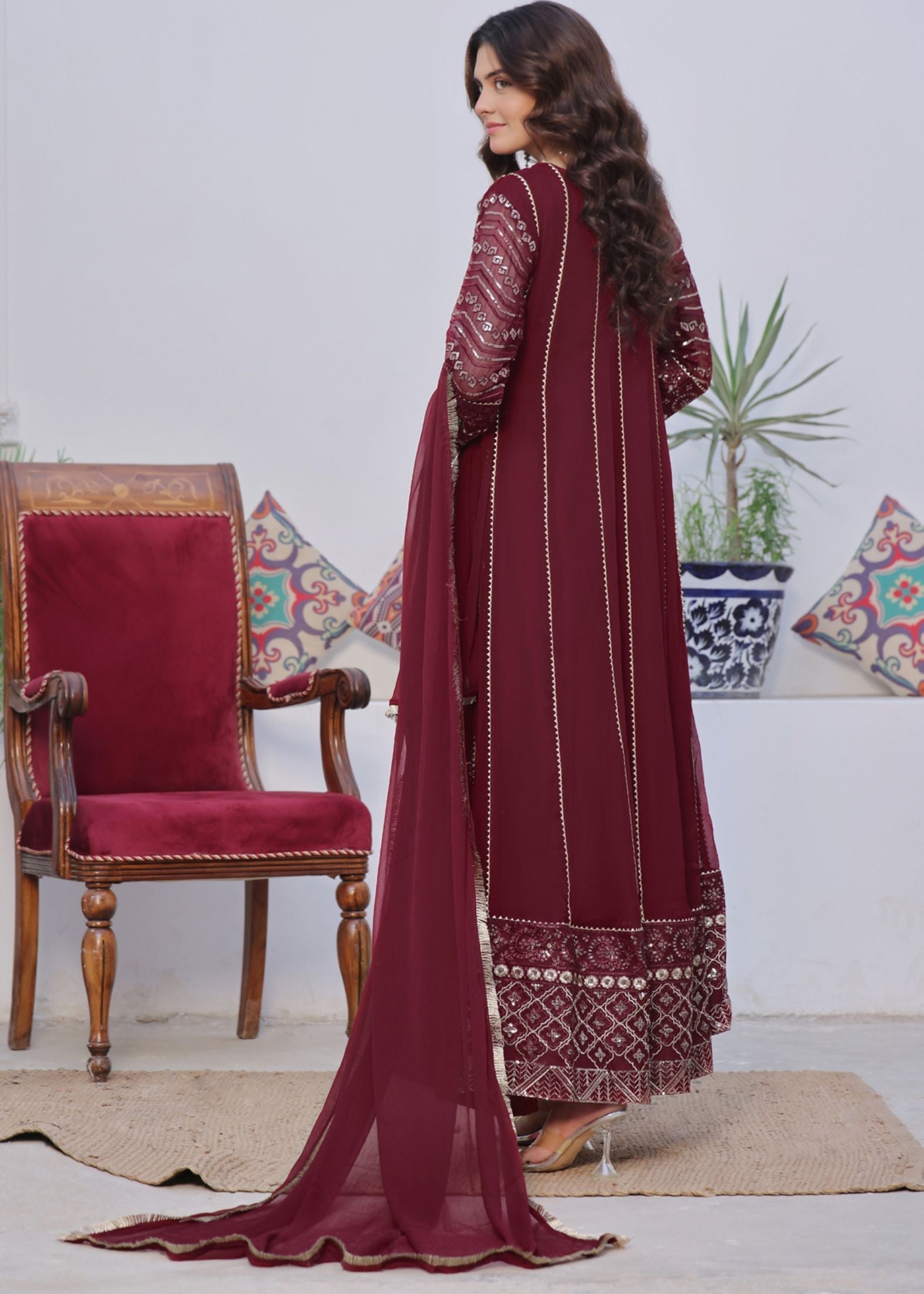 Alsiyab Chandni Maroon Women 3pcs