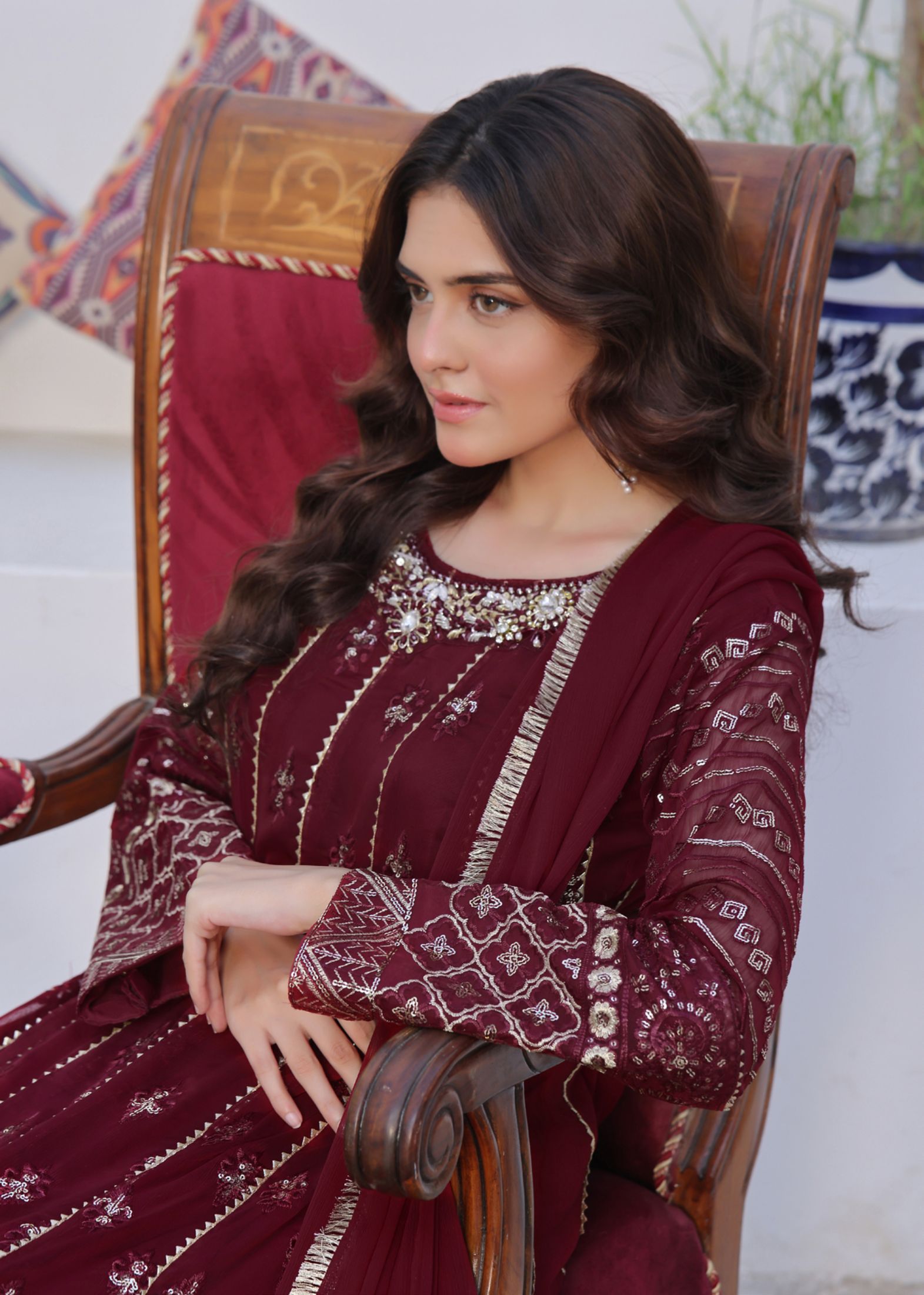 Alsiyab Chandni Maroon Women 3pcs