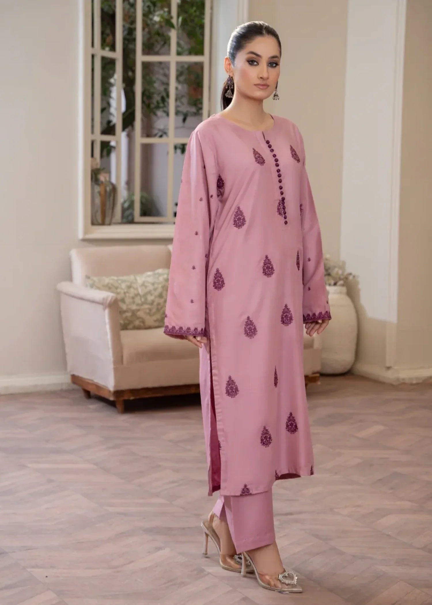 Sajfi Closet Flamingo Embroidered Stitched Suit for Women | Summer Collection Women 2pcs