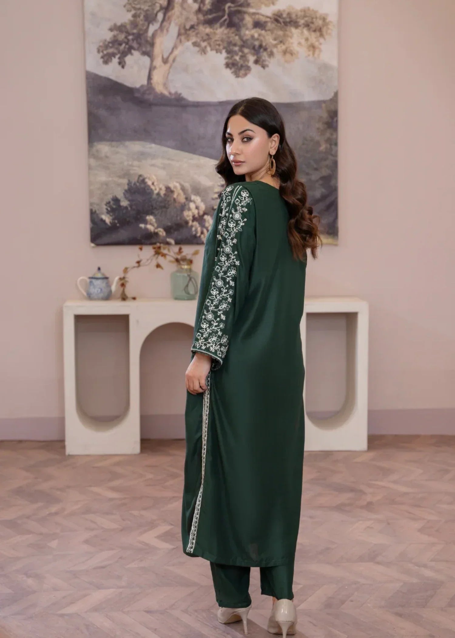 Sajfi Closet Grassy Embroidered Stitched Suit for Women | Summer Collection Women 2pcs