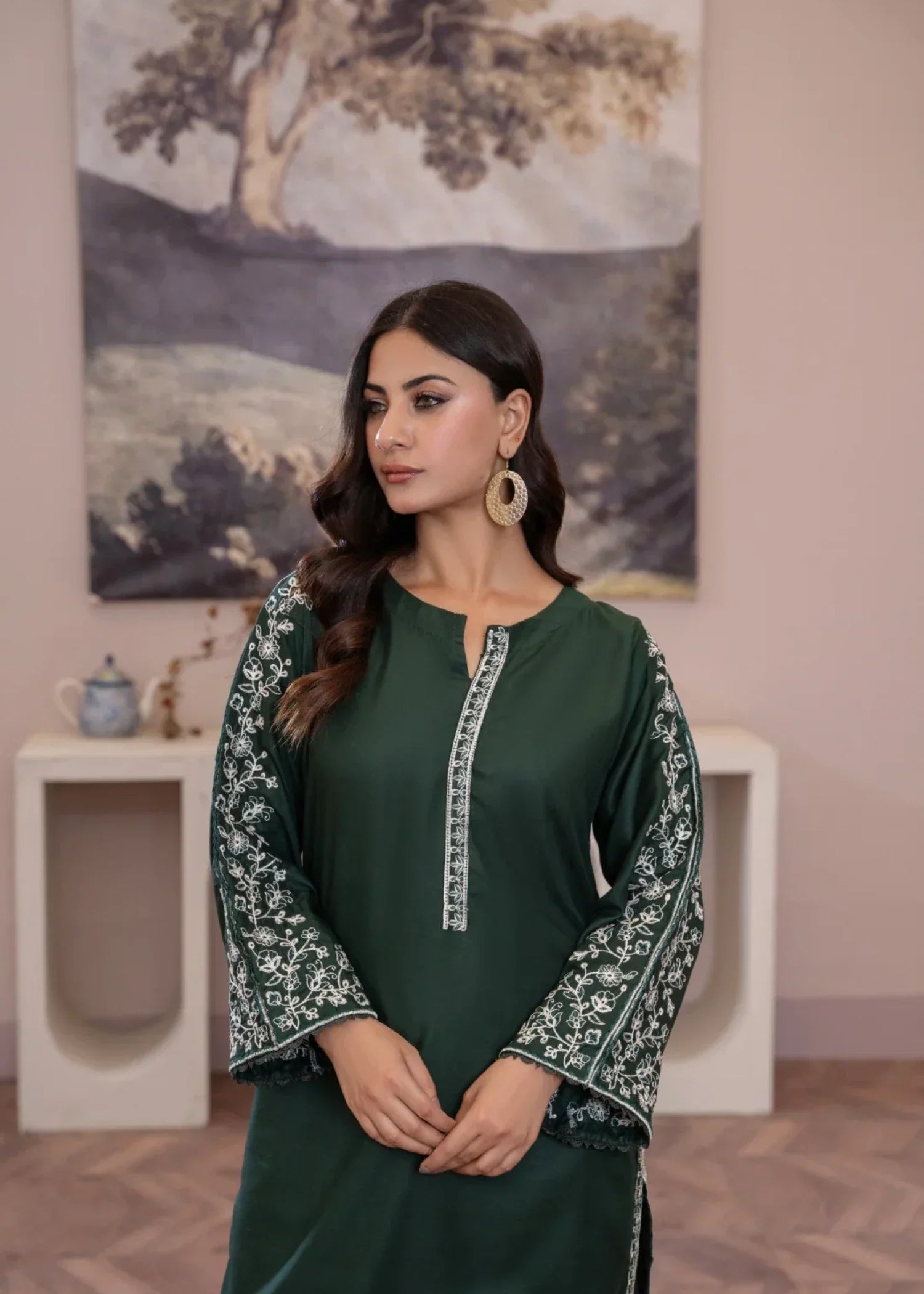 Sajfi Closet Grassy Embroidered Stitched Suit for Women | Summer Collection Women 2pcs