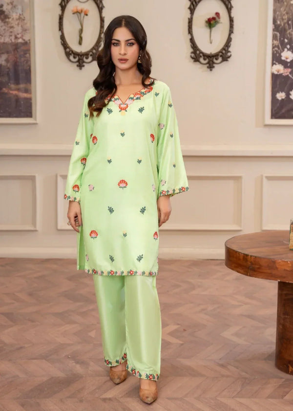 Sajfi Closet Mint Green Embroidered Stitched Suit for Women | Summer Collection Women 2pcs
