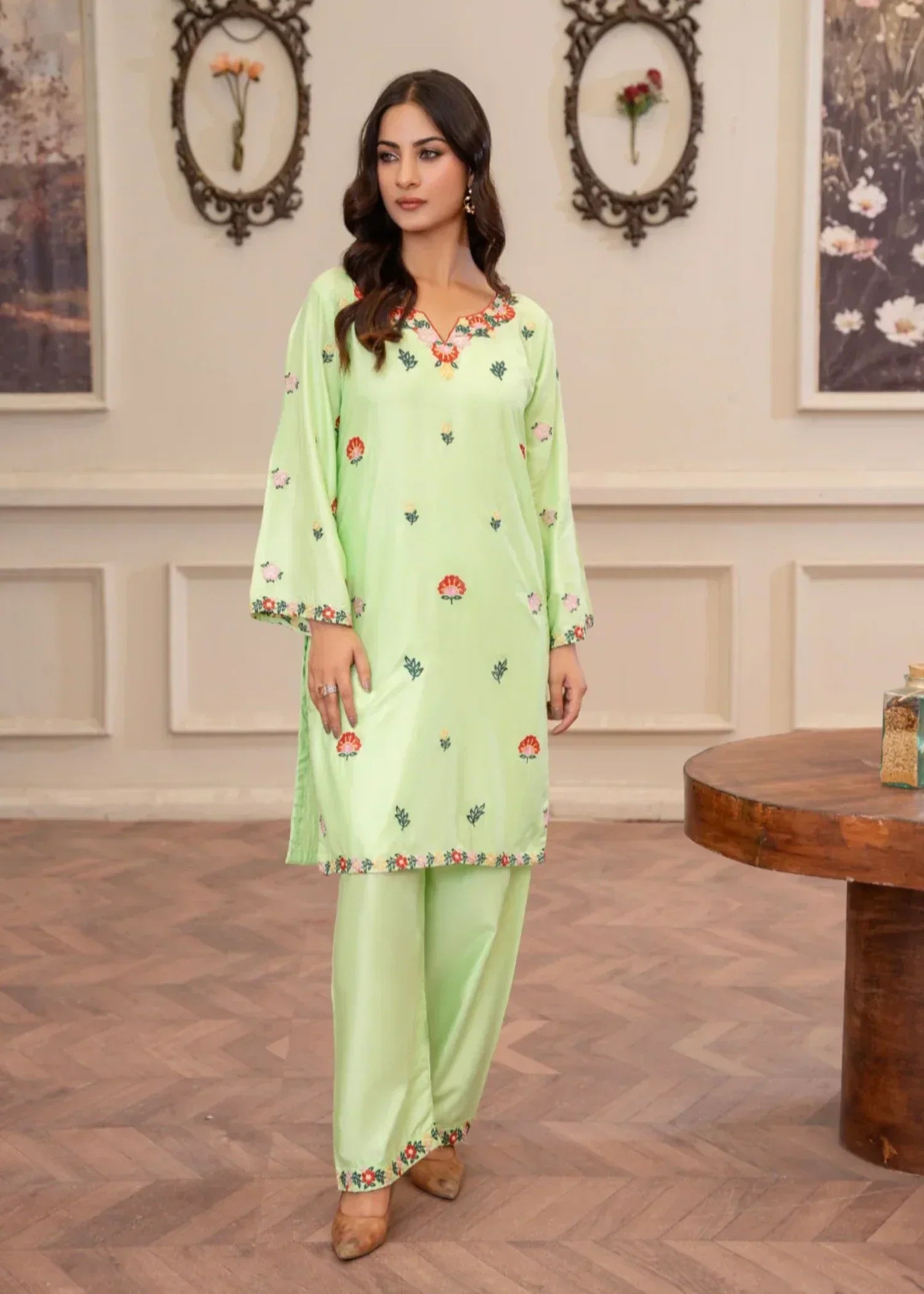 Sajfi Closet Mint Green Embroidered Stitched Suit for Women | Summer Collection Women 2pcs