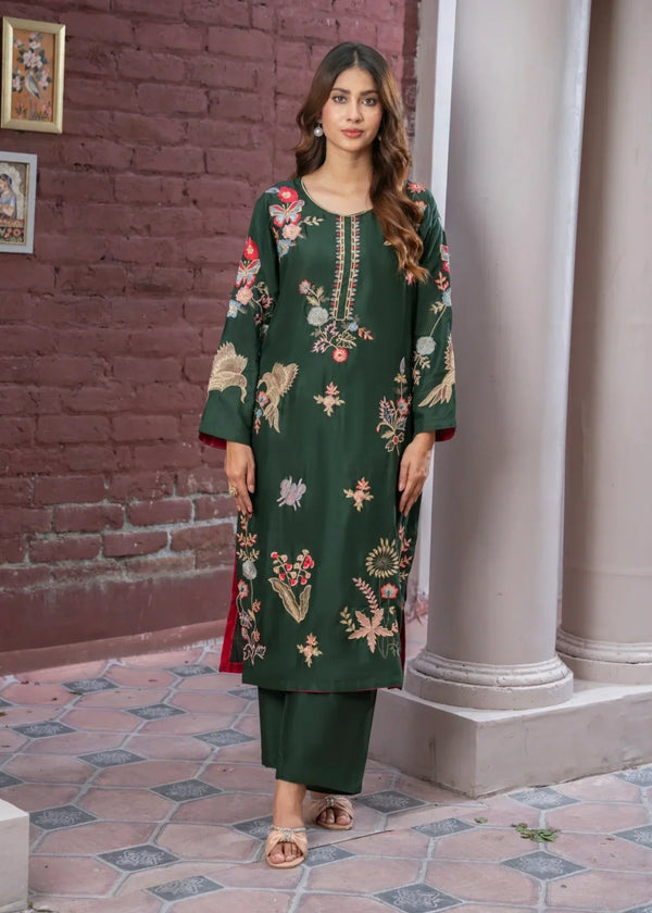 Sajfi Closet Vintage Green Embroidered | Summer Collection Women 2pcs
