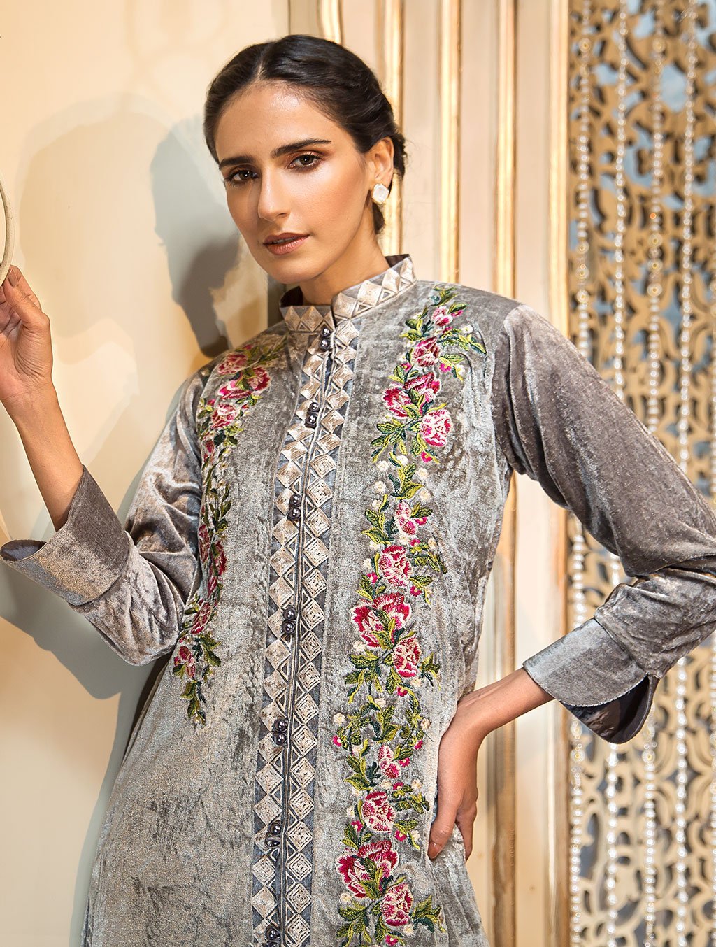 Khas Stitched Formal Embroidered Shirt ER 115