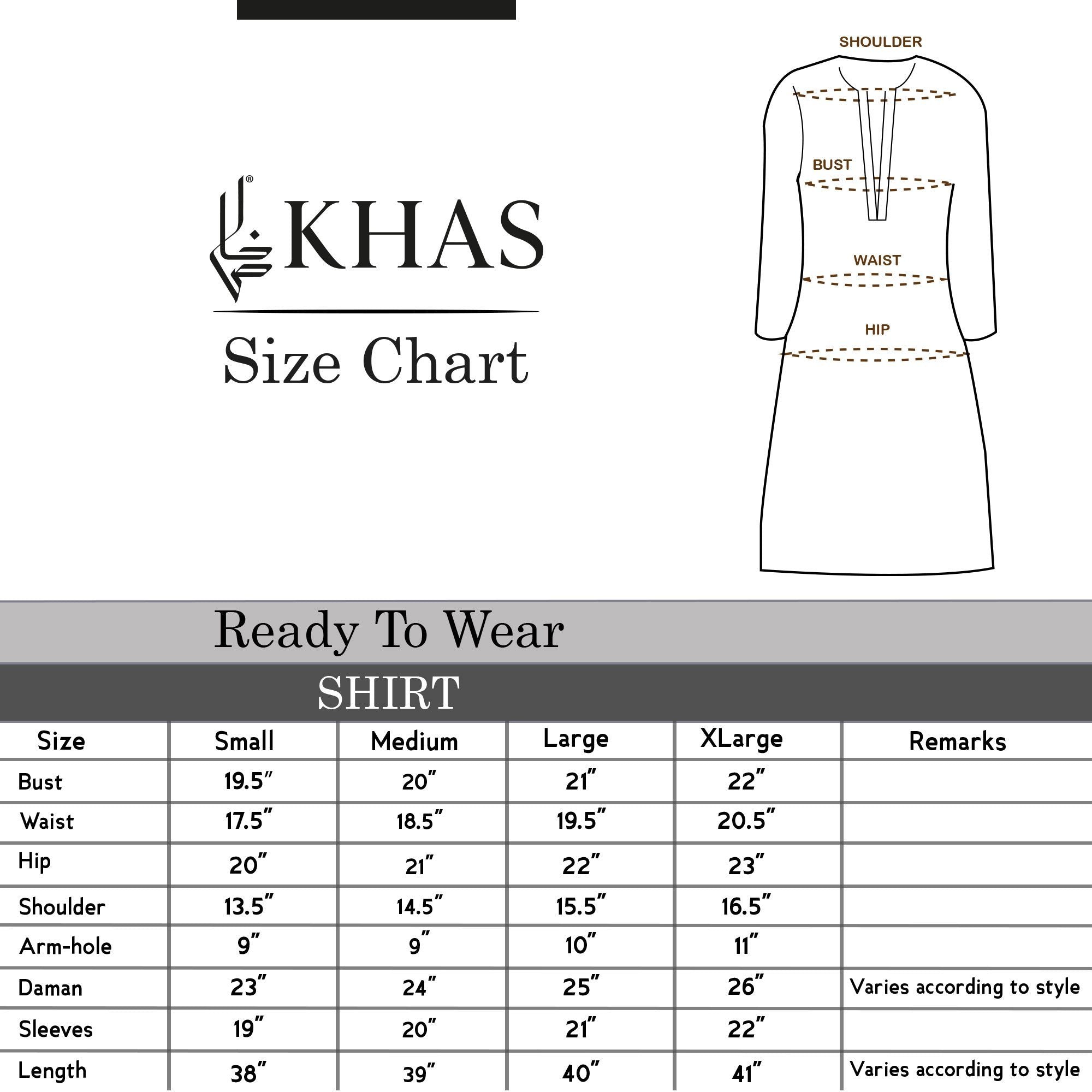 Khas Stitched Formal Embroidered Shirt ER 115