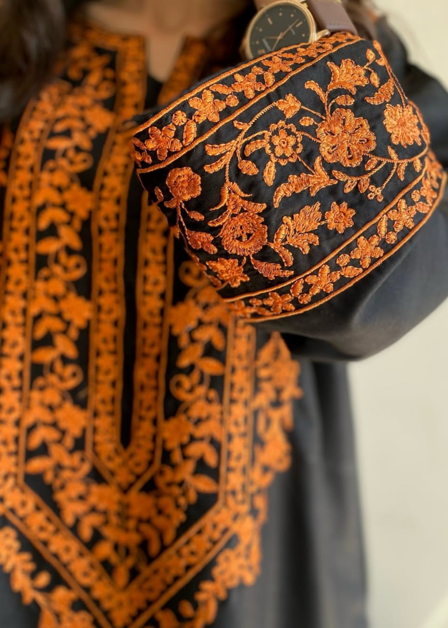 Sabahaats Vibrant Orange Embroidered Kurta with Stylish Plazo Bottoms Women 2pcs