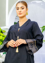 Atrangi BLACK ORGANZA EMBROIDERED DRESS (CC 412) Women 2pcs