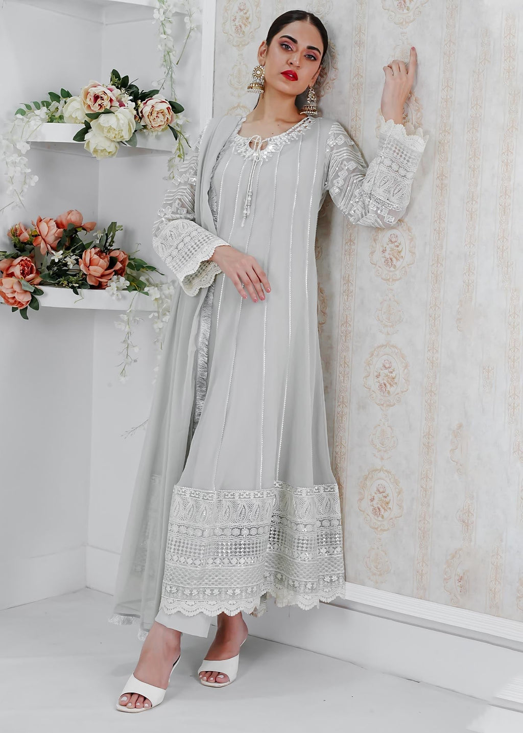 Manahils MAXI 121 Grey Women 3pcs