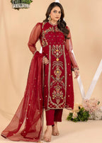 Madame Embroidered Organza A Line Shirt Suit 4018 Women 3pcs