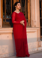 HN By Hamna RED SAREE Women