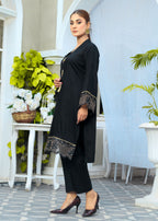 Atrangi BLACK ORGANZA EMBROIDERED DRESS (CC 412) Women 2pcs