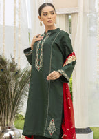 Khola Farhan Design House Dark Green Raw Silk Suit Women 3pcs