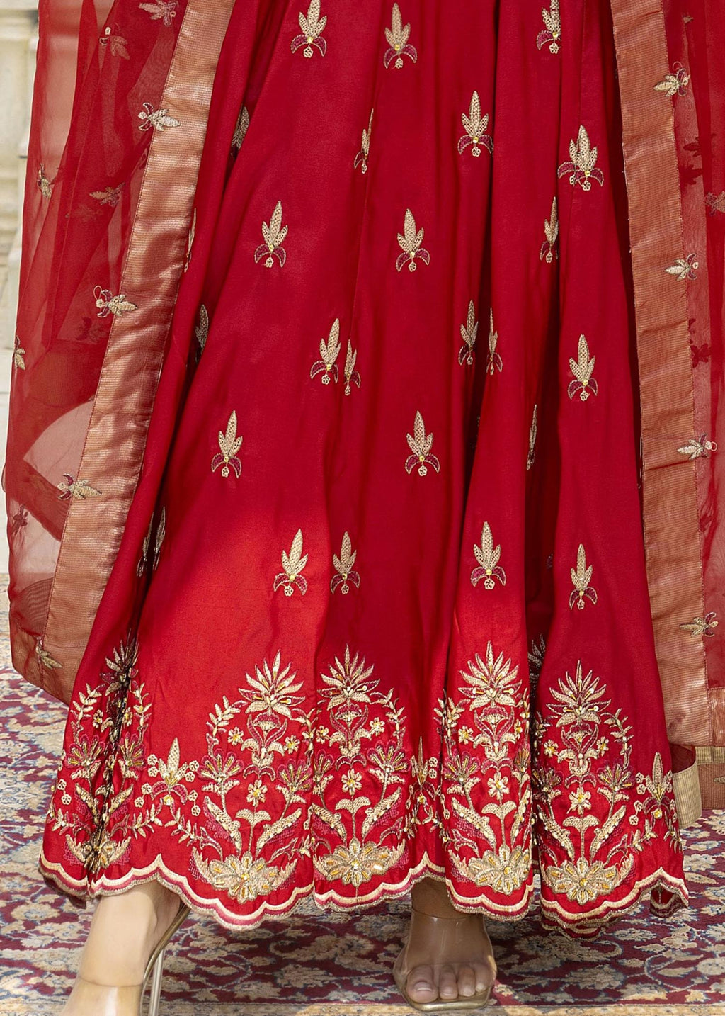 Khola Farhan Design House Elegant Red Long Frock Women