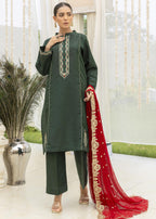 Khola Farhan Design House Dark Green Raw Silk Suit Women 3pcs
