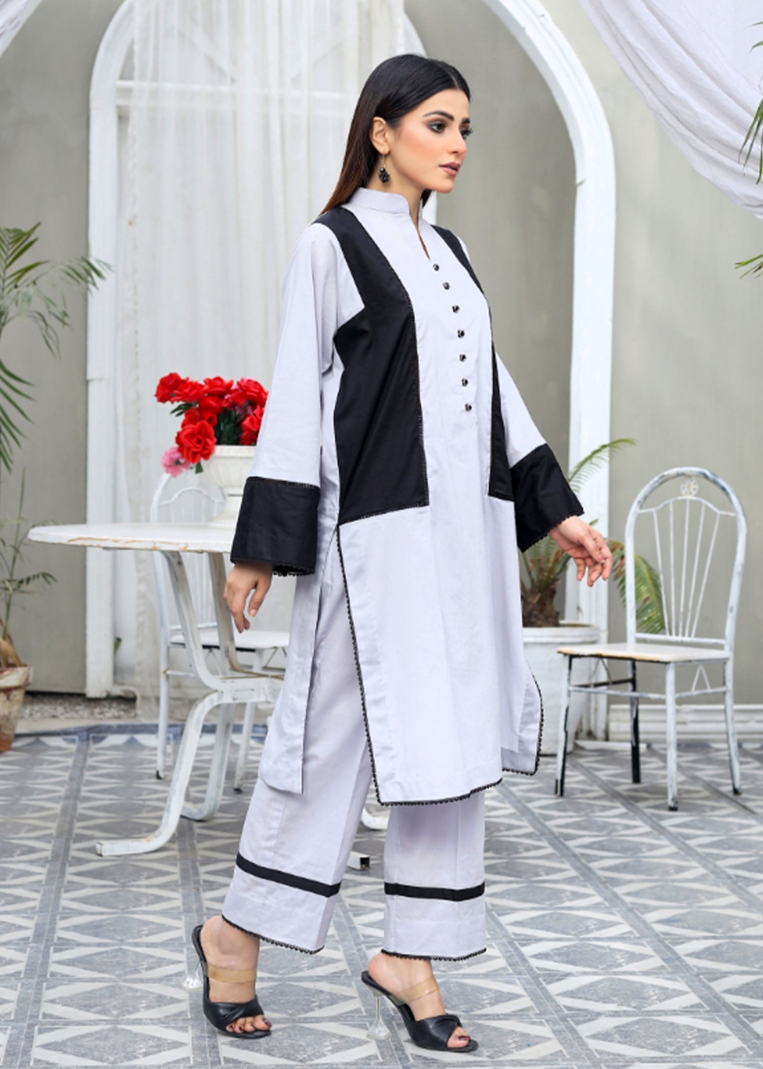Atrangi GREY AND BLACK DRESS ( CC 314) Women 2pcs