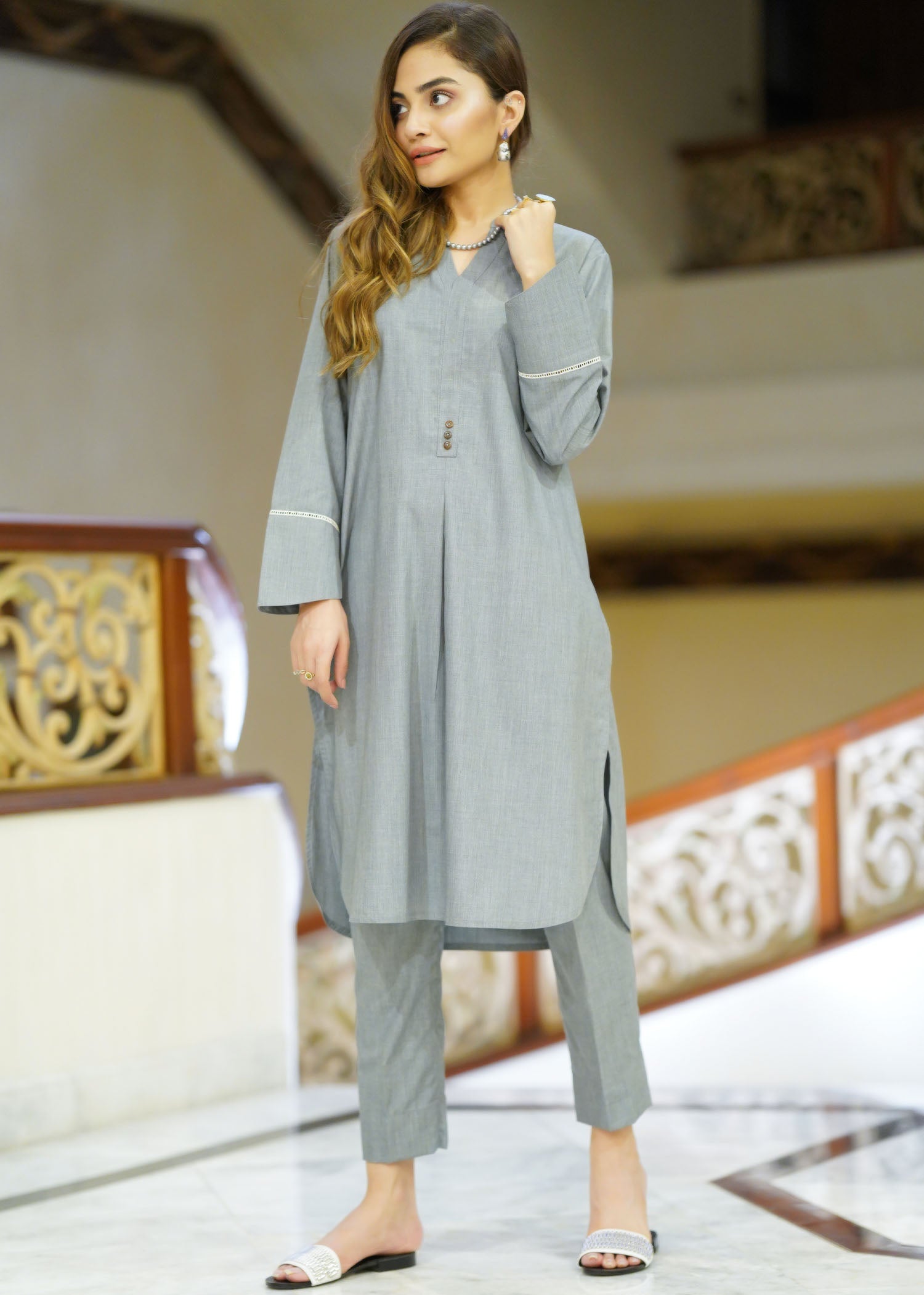 Ayesha Sameer Grey Women 2pcs