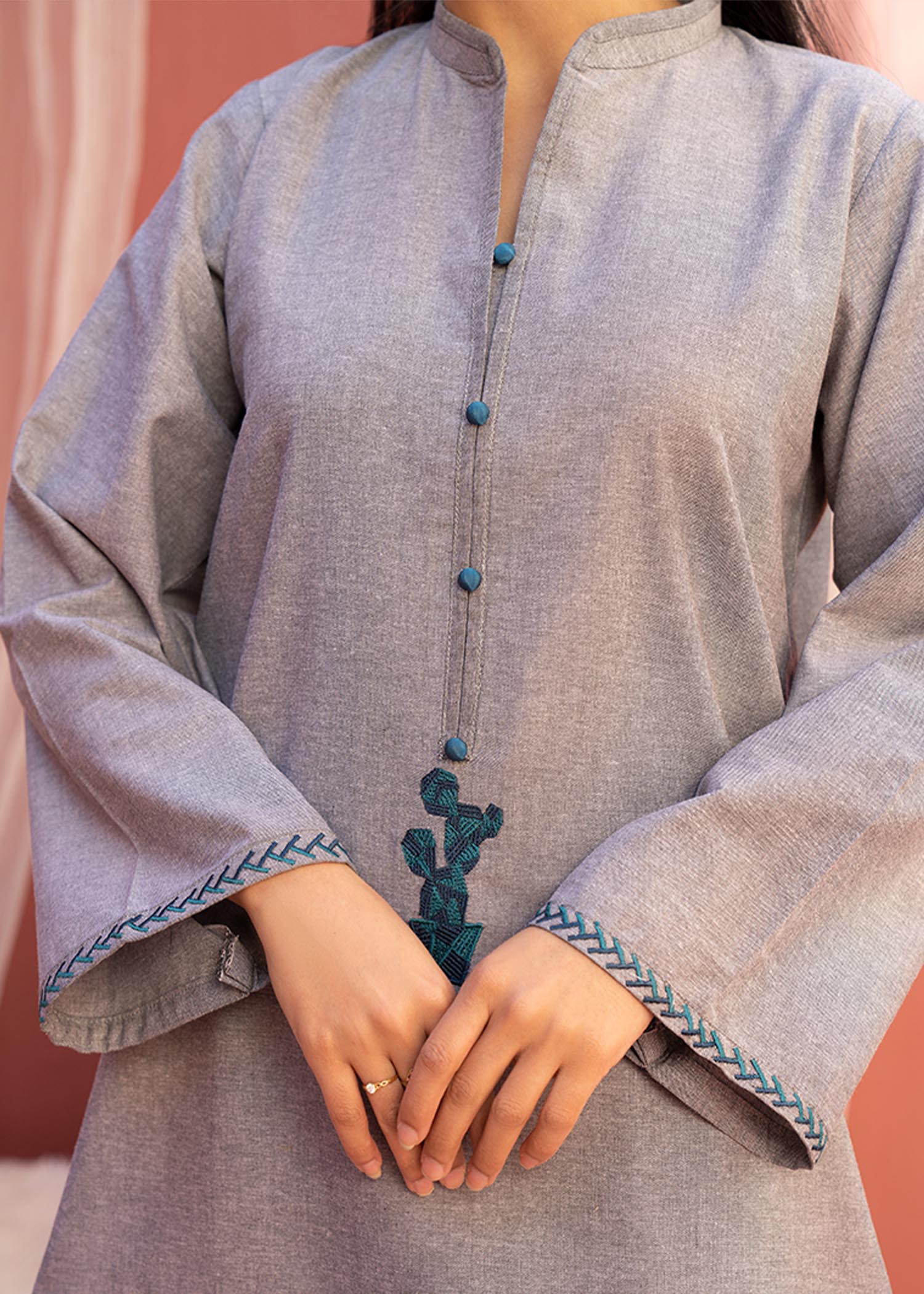 Aks-e-Jahan Blue Cactus Women 2pcs