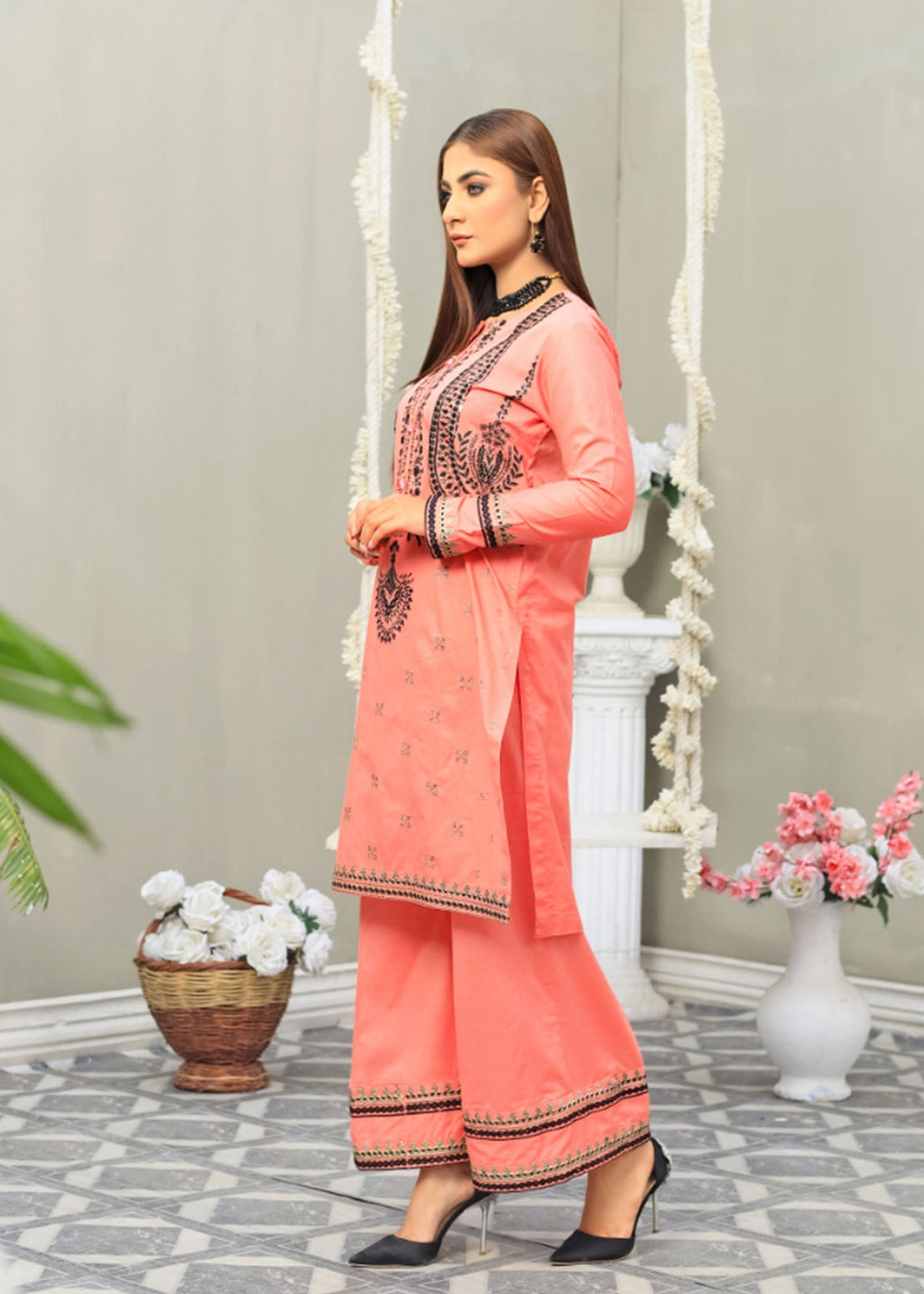Atrangi PINK SEQUENCE EMBROIDERED DRESS (CC 186) Women 2pcs