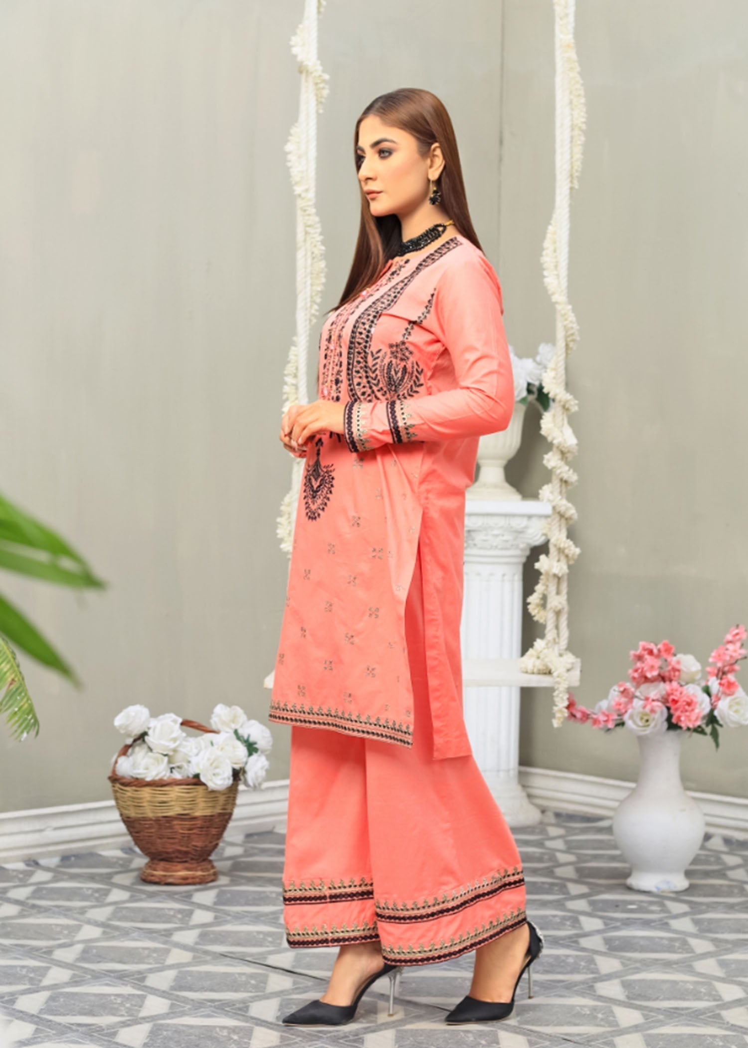 Atrangi PINK SEQUENCE EMBROIDERED DRESS (CC 186) Women 2pcs