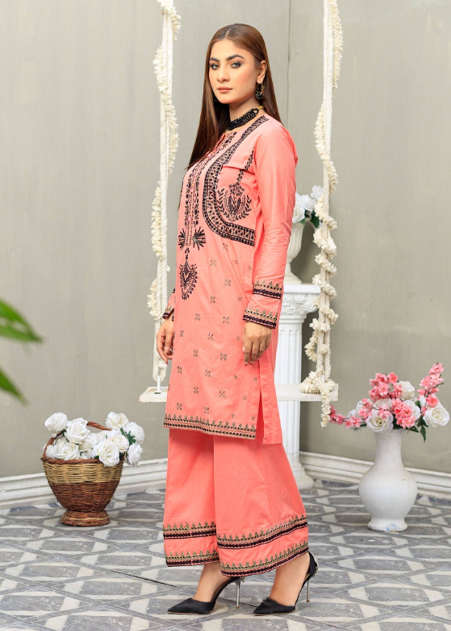 Atrangi PINK SEQUENCE EMBROIDERED DRESS (CC 186) Women 2pcs