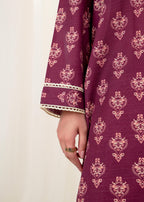 Buzzazi Maroon Printed Khaddar Suit Women 2pcs