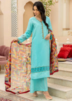 Khola Farhan Design House Ferozi Royal Kattan Suit Women 3pcs