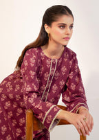 Buzzazi Maroon Printed Khaddar Suit Women 2pcs