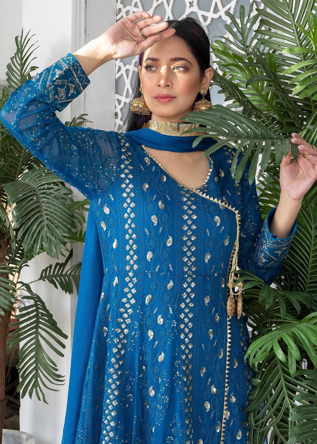 Manahils Angrakha 099 Zinc Blue Women 3pcs