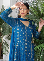 Manahils Angrakha 099 Zinc Blue Women 3pcs
