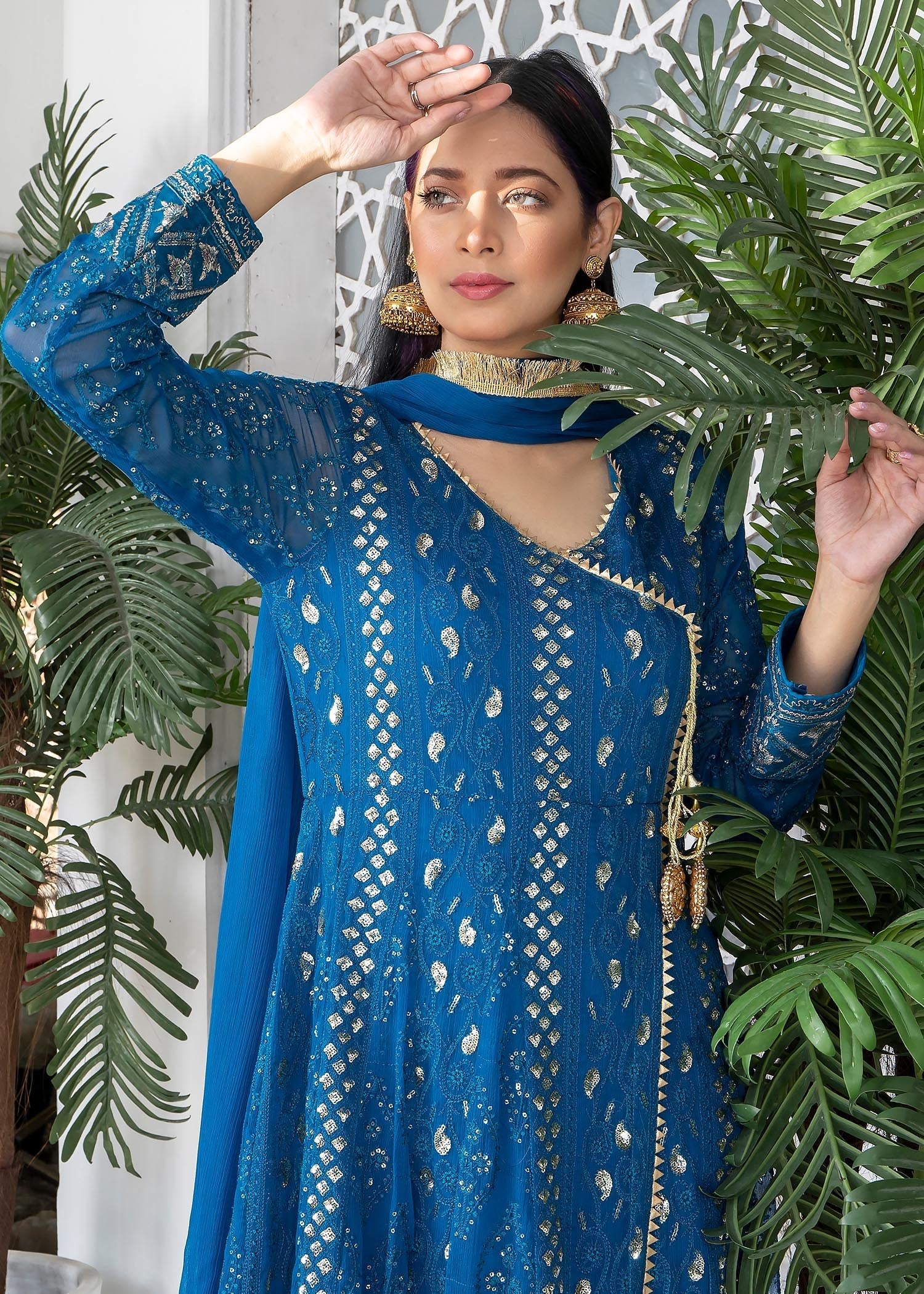 Manahils Angrakha 099 Zinc Blue Women 3pcs