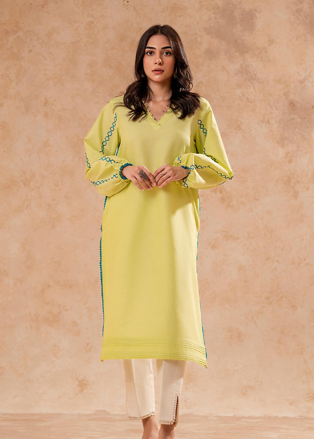 Fozia Khalid Lime Green Tunic Women 1pcs