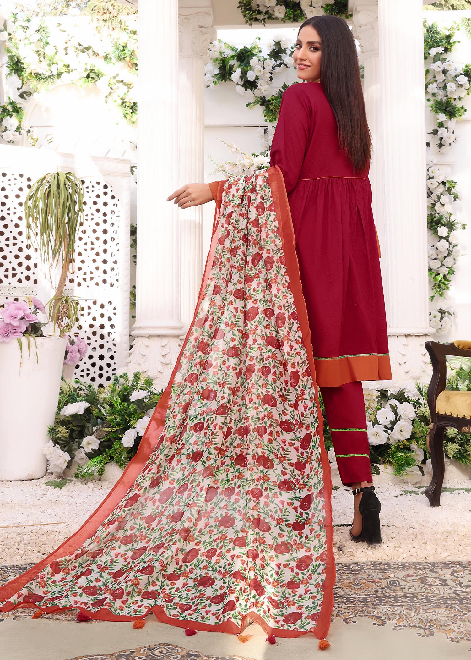 Kumash Textiles Red Stitched Women