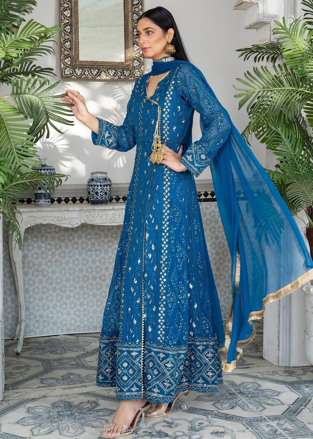 Manahils Angrakha 099 Zinc Blue Women 3pcs