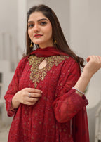 Rangoon Clothing Qurbat Maroon Women 3pcs