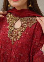 Rangoon Clothing Qurbat Maroon Women 3pcs