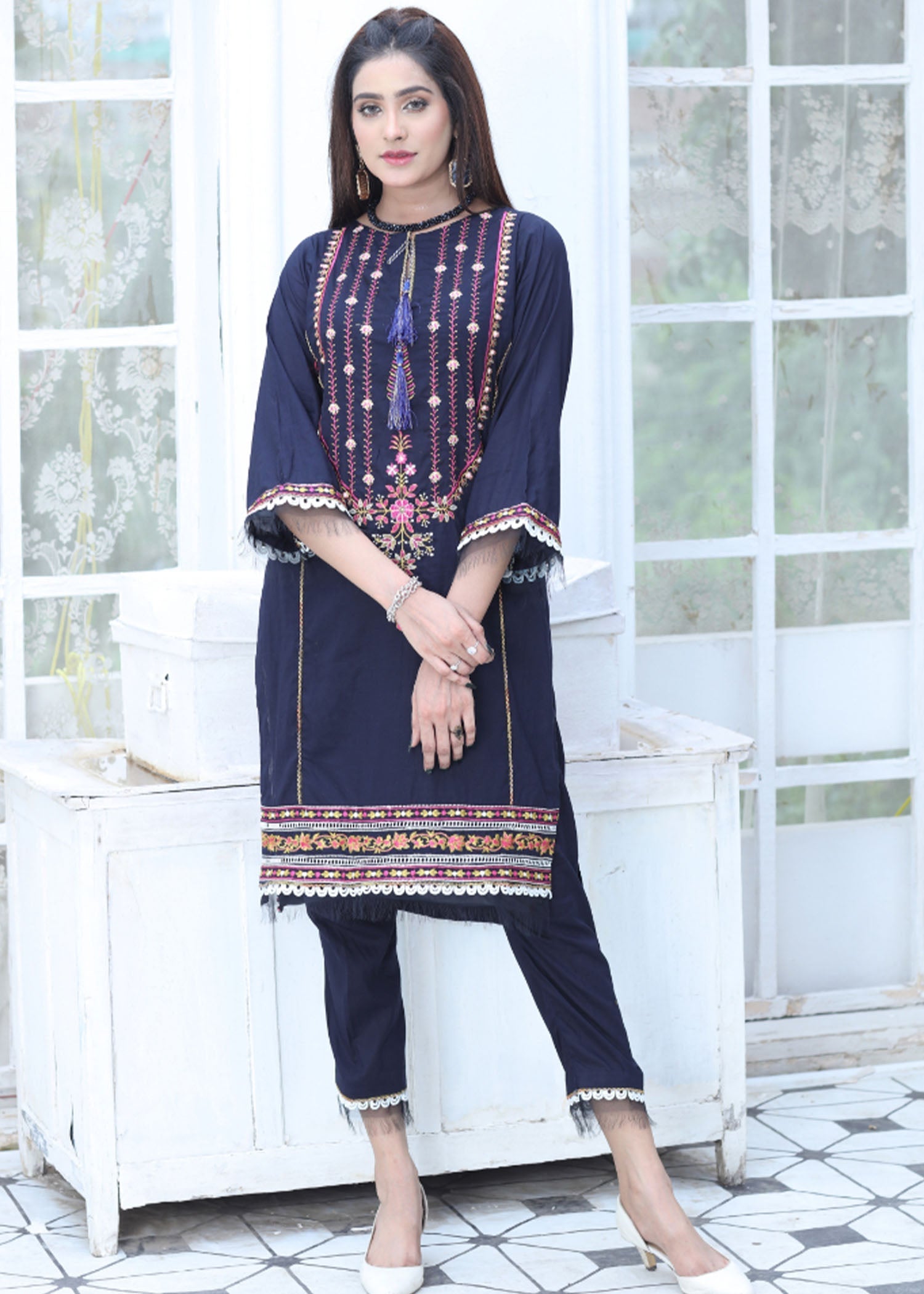 Atrangi BLUE EMBROIDERY DRESS (SS 103) Women 2pcs