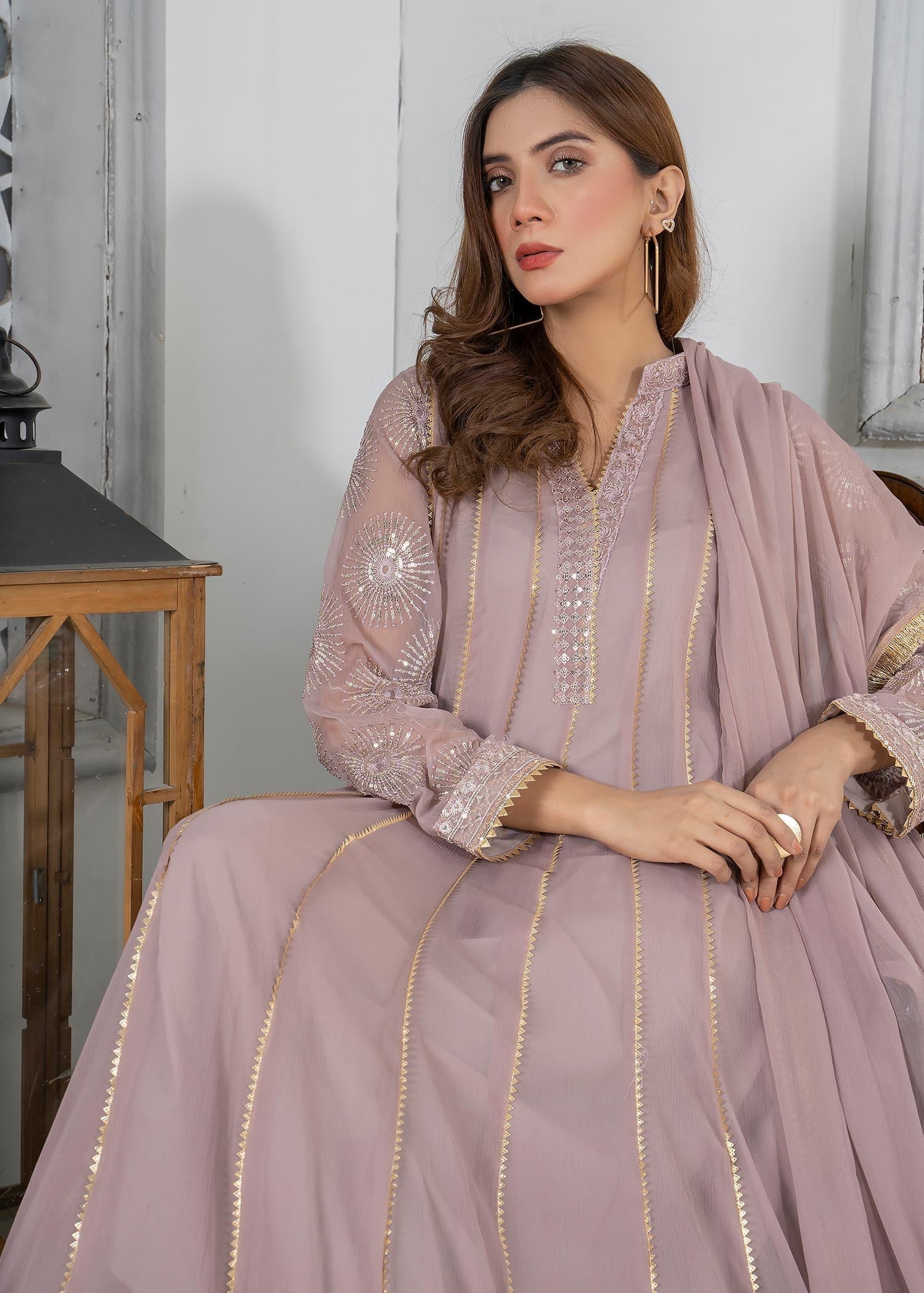 Manahils Maxi 106 Purple Women 3pcs