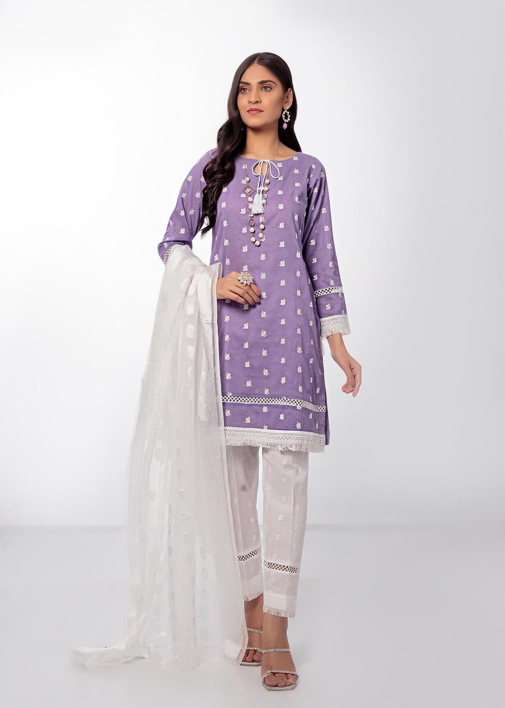 Decuir Shop Stitched Lavender and white Suit DC 003