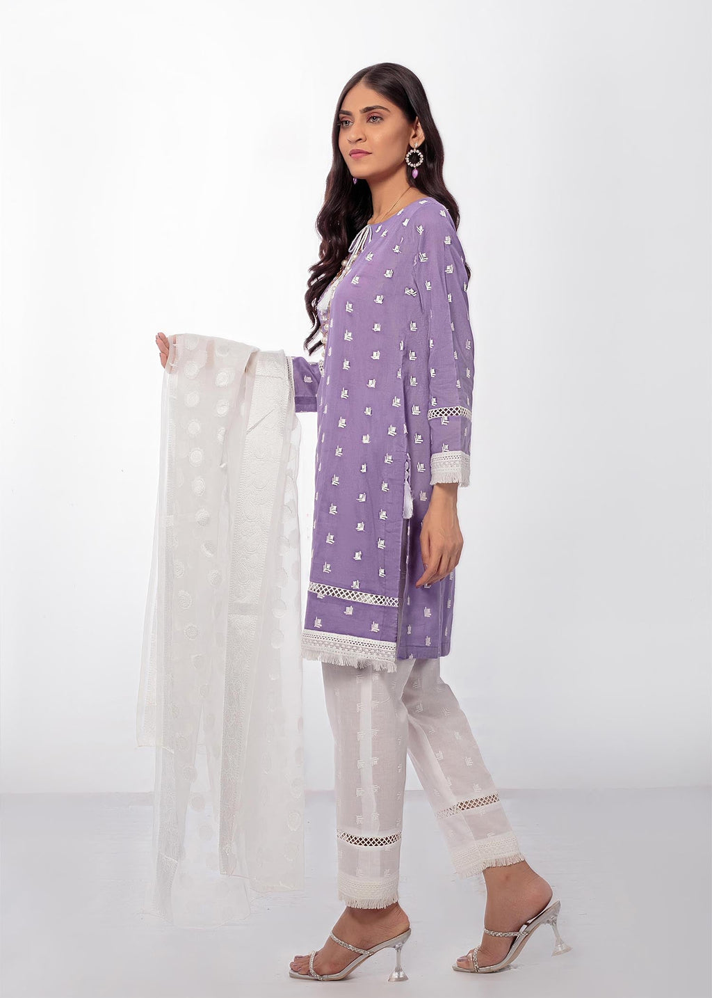 Decuir Shop Stitched Lavender and white Suit DC 003